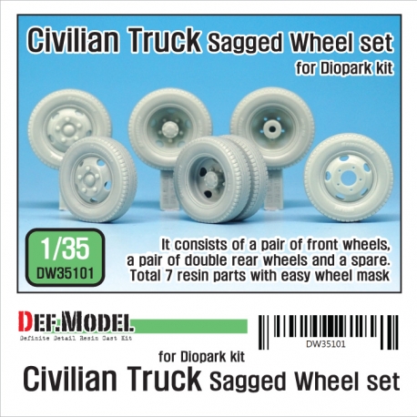 Japanese Civilian Truck Sagged Wheel set ( for Diopark 1/35)