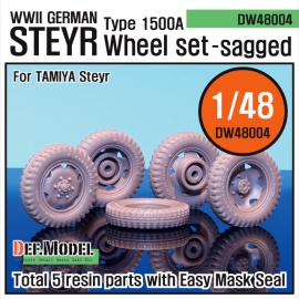 WW2 German STyre Type 1500A Sagged Wheel set (for Tamiya 1/48)