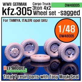 WW2 German Cargo truck Kfz.305 Sagged Wheel set (for Tamiya/italeri 1/48)
