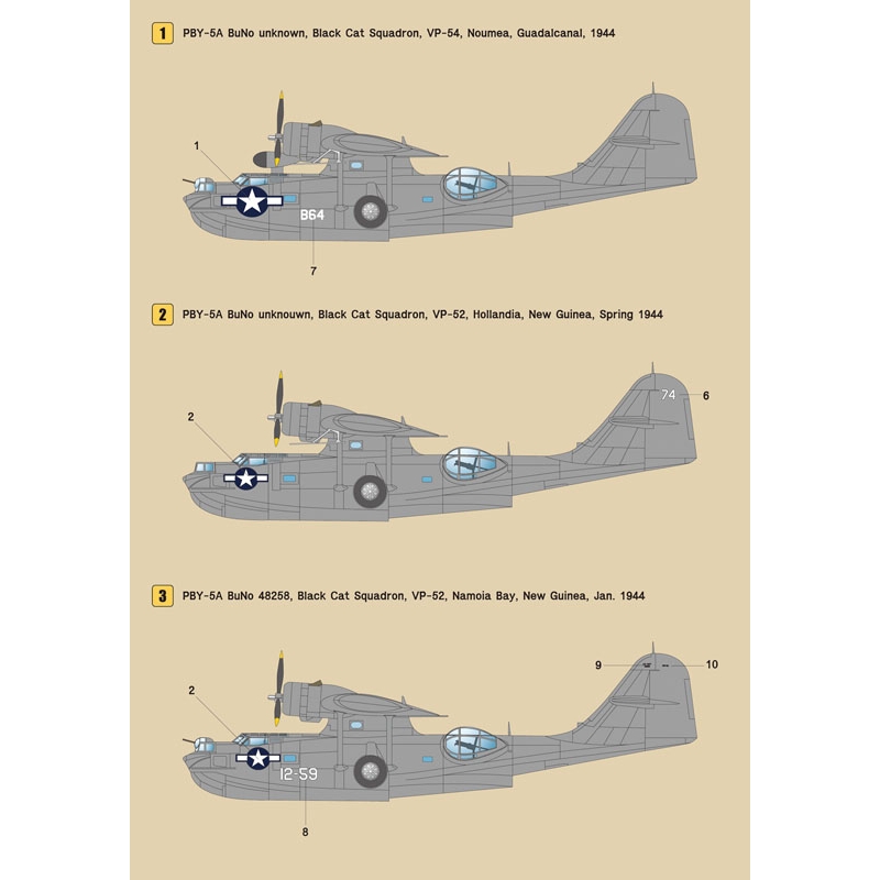 Kits World Decals 1/48 CONSOLIDATED PBY-5 CATALINA 2 "BLACK CAT" VERSIONS 