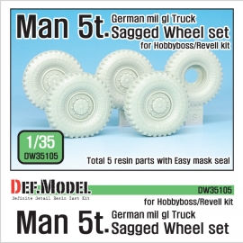 German Man 5t. Mil gl Truck Sagged Wheel set Continental tires (for Hobbyboss/Revell 1/35)