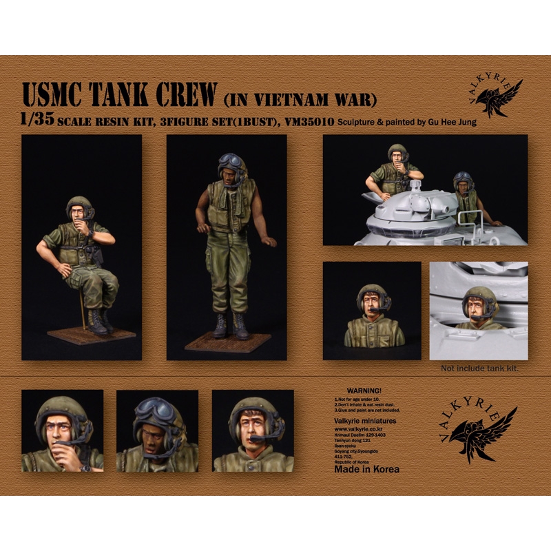 █ 1/35 Resin U.S Marines Tank Crew 3 Soldiers set Vietnam War BL142 