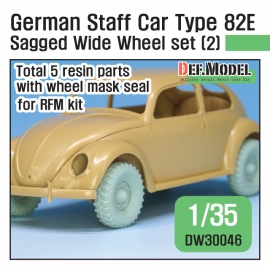 WWII German staff car Type 82E Sagged Wide Wheel set (2) 1/35