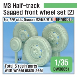 US M2/M3 Half-Track Sagged Front Wheel set 2 1/35