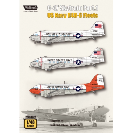 Wolfpack 1/48 decal C-47 Skytrain Pt.1 US Navy R4D-6 Fleets for Revell - WD48022 Wolfpack 1/48 decal C-47 Skytrain Pt.1 US Navy R4D-6 Fleets for Revell - WD48022
