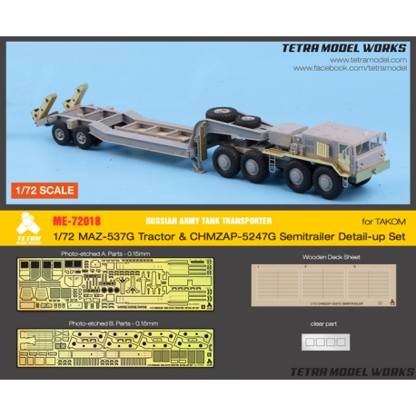 [ME-72018] 1/72 Russian Army MAZ-537G Tractor w/CHMZAP-5247G Semitrailer Detail-up Set (for Takom)